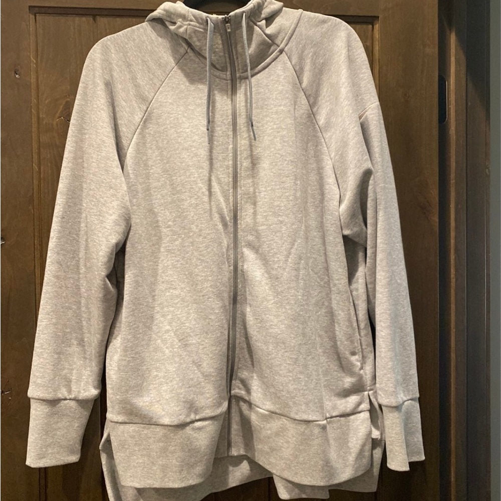 Womens Gray ZIP UP Hooded Sweatshirt Large Brand New